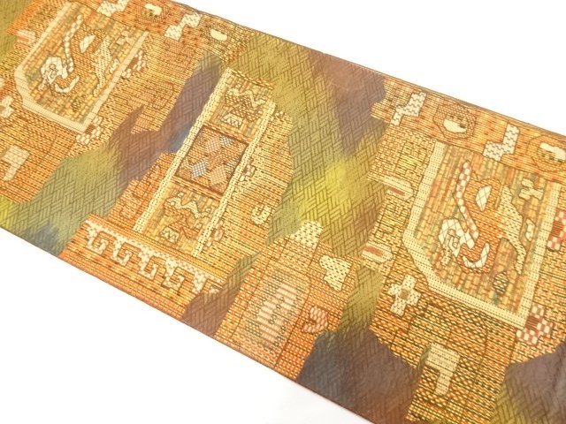 JAPANESE KIMONO / CHIKUZEN HAKATA: ANIMAL / ABSTRACT PATTERNS WOVEN NA
